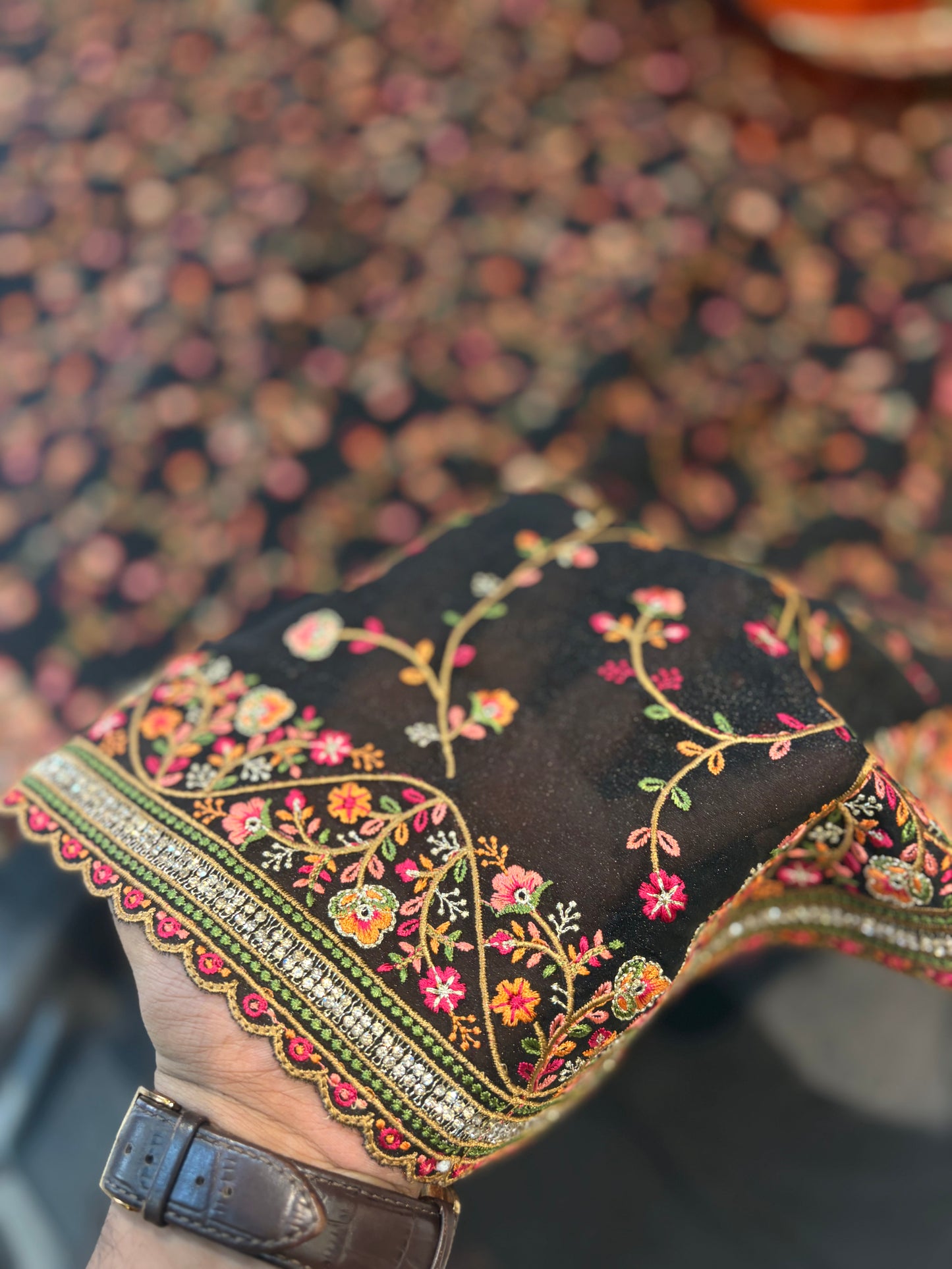 FANCY GEORGETTE SAREE WITH KASHMIRI THREAD WORK