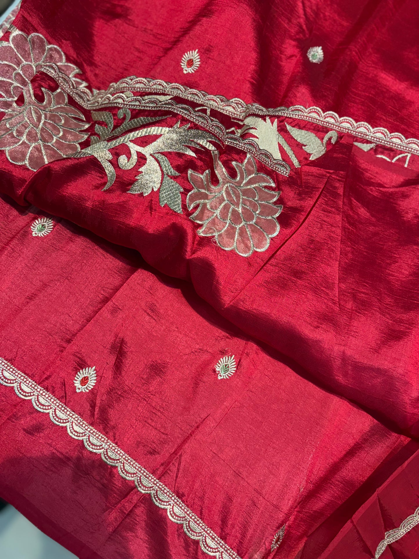 SOFT TUSSUR SILK SAREE WITH EMBROIDERY WORK