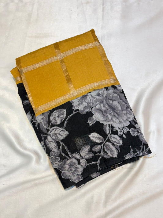 PREMIUM SOFT GHARCHOLA COTTON SAREE WITH FLORAL BORDER