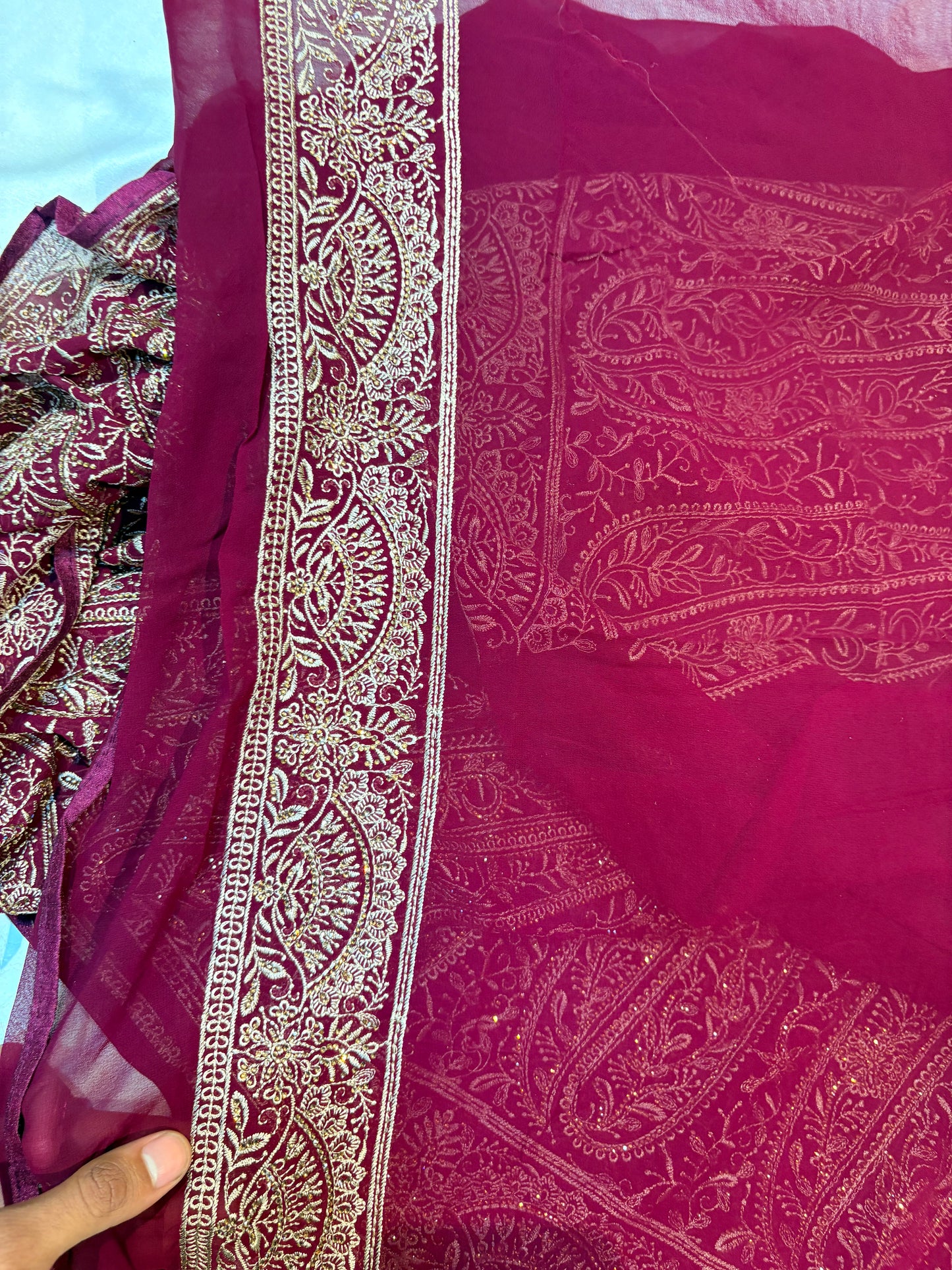 PURE GEORGETTE KASHMIRI TREADWORK SAREE