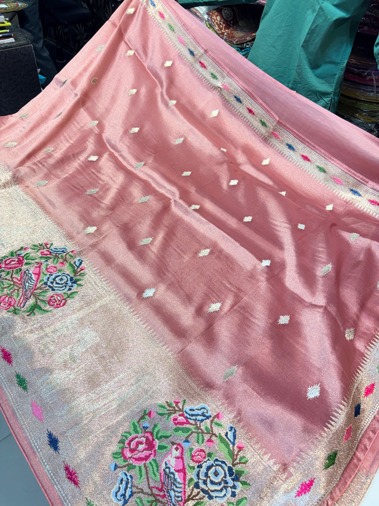 PURE SOFT TISSUE SAREE WITH EMBROIDERRY WORK