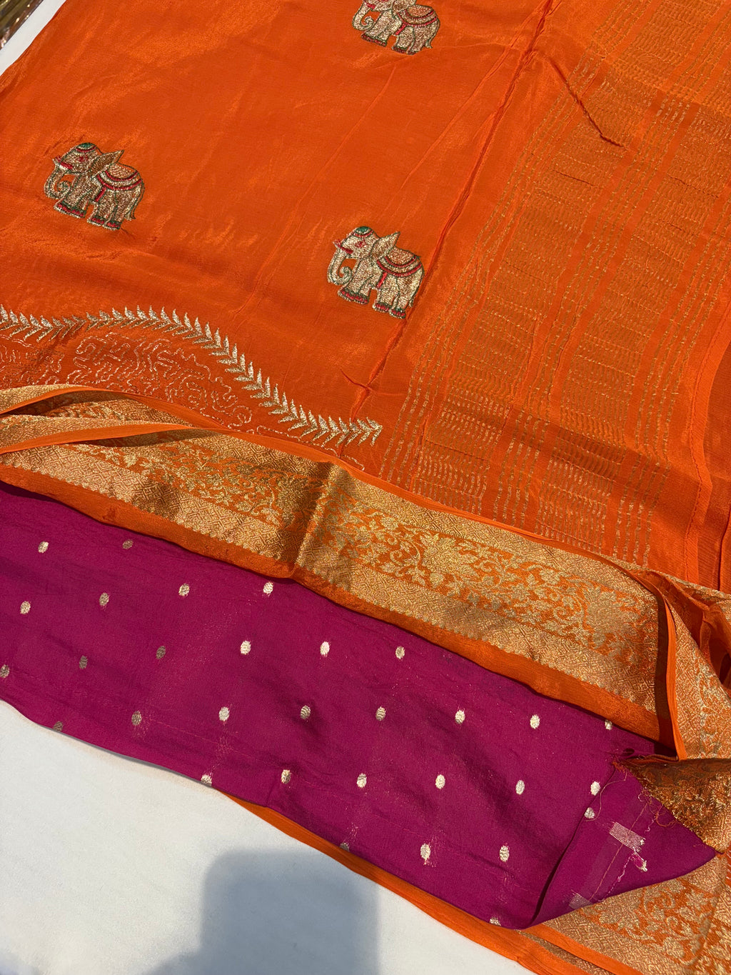 PREMIUM CHINON CREAPE SAREE WITH EMBROIDERY