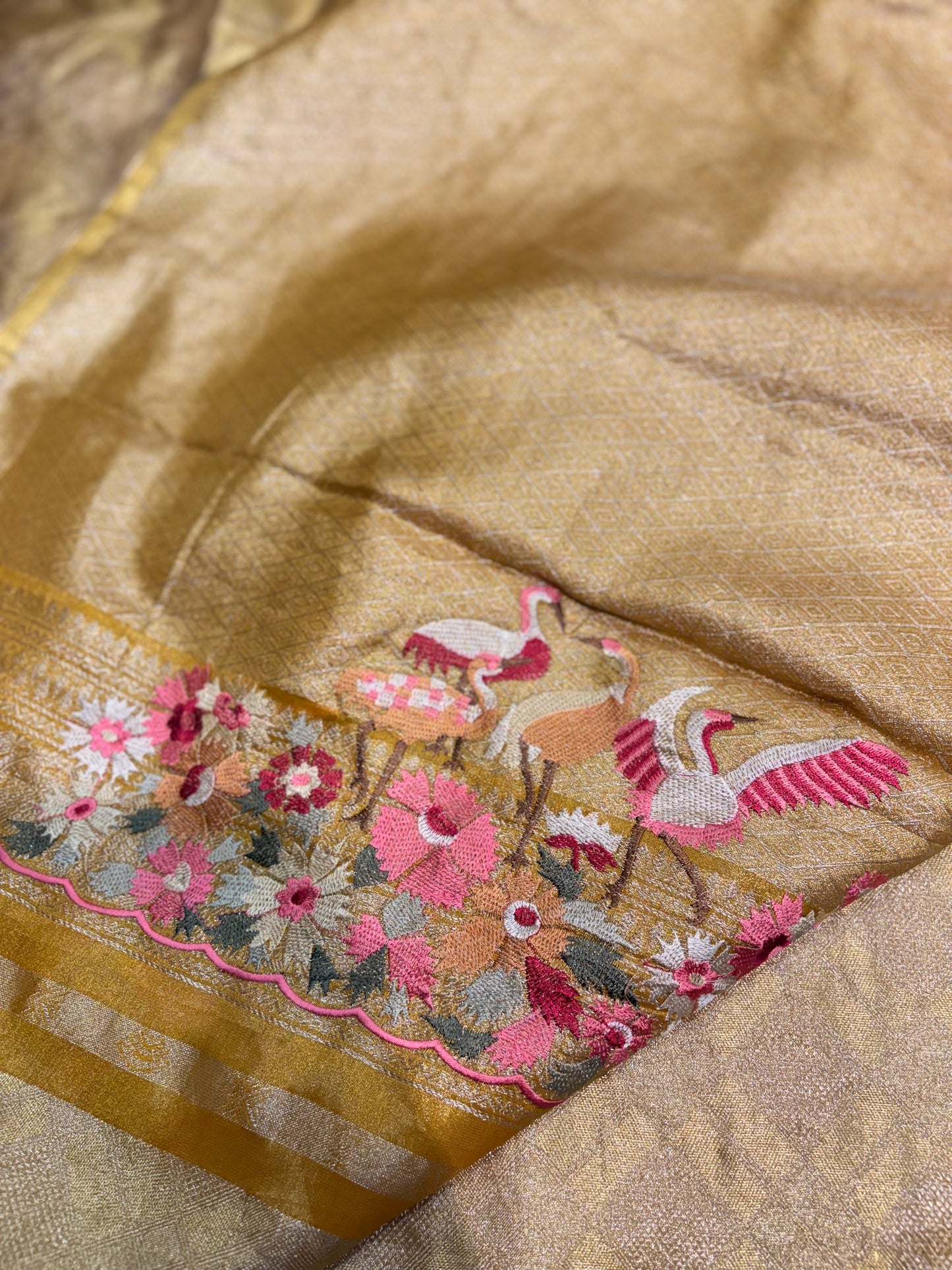 KANCHIPURAM TISSUE SILKS SAREE WITH EMBROIDERY WORK