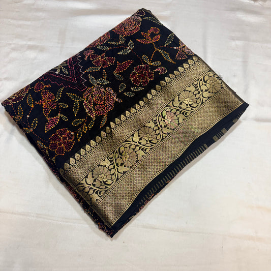 PREMIUM SOFT MOUNGA SILK WITH FRENCH KNOT WORK