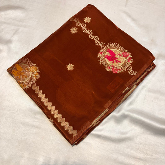 PREMIUM RAW CHINON CREAPE SAREE