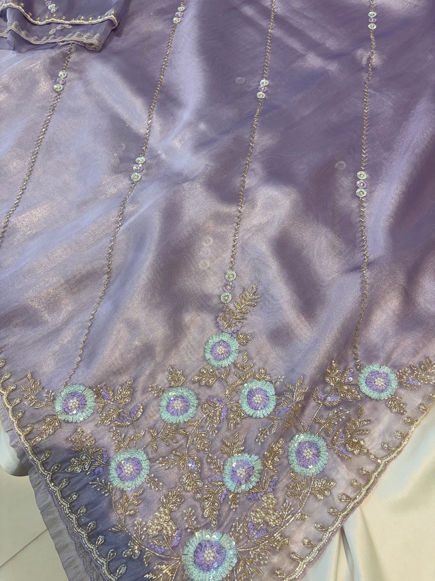 SOFT GEORGETTE TISSUE SAREE WITH HANDWORK
