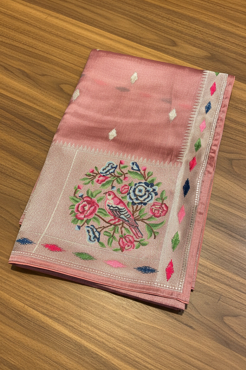 PURE SOFT TISSUE SAREE WITH EMBROIDERRY WORK