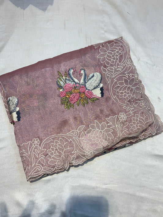 SOFT GLASS ORGANZA TISSUE SAREE