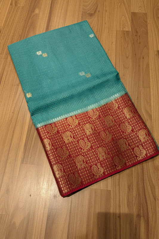 PREMIUM CHECKS VISCOSE SILK SAREE