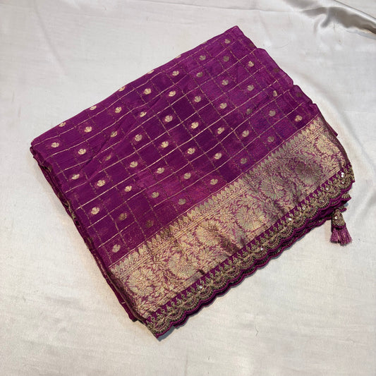 PREMIUM CHIFFON SAREE WITH SCALP BORDER