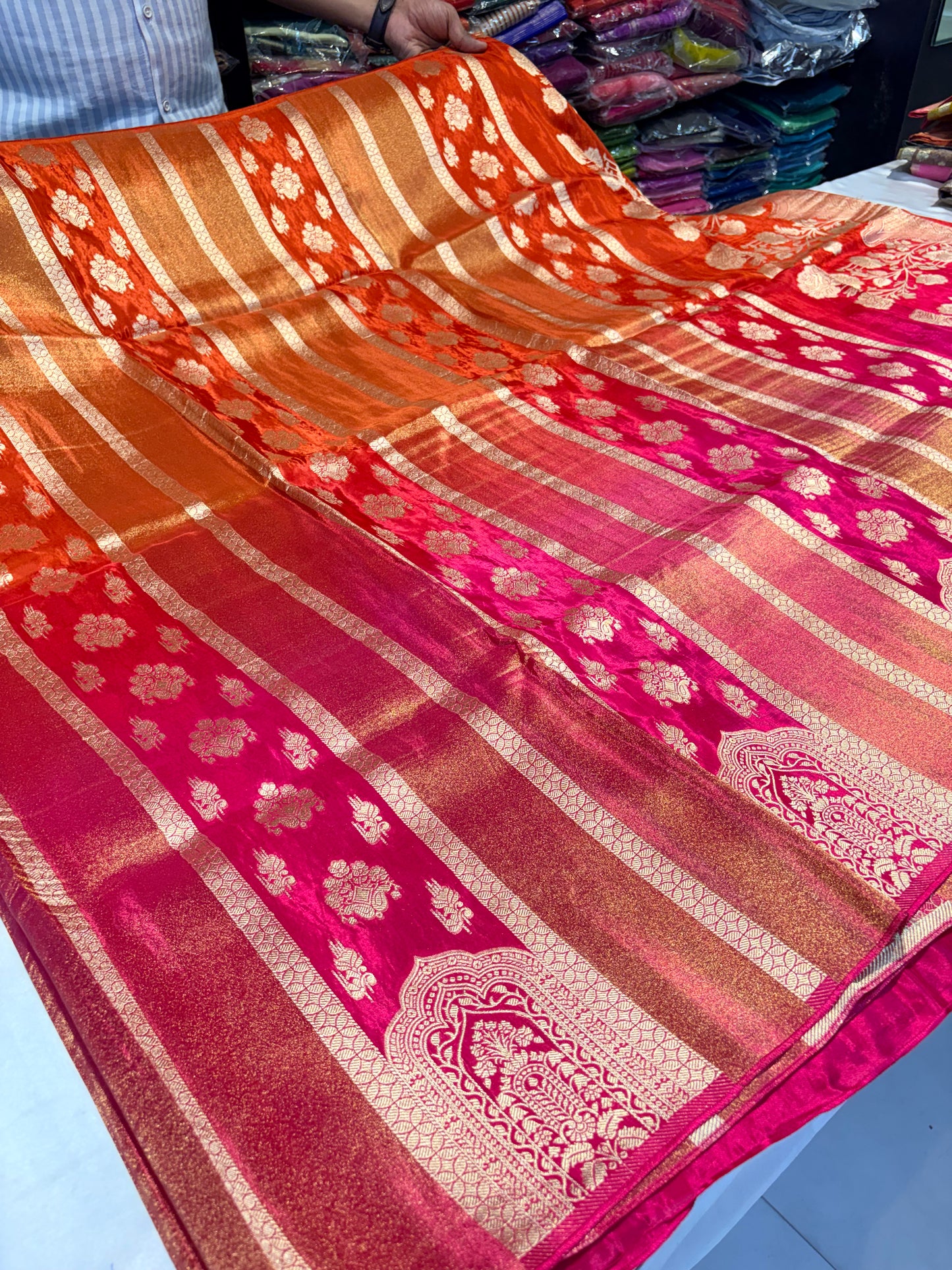 PREMIUM RAW CHINON CREAPE SAREE