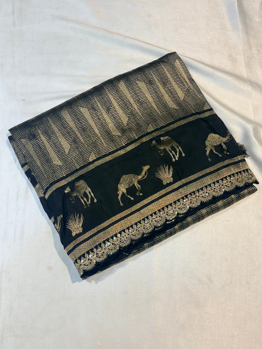 PREMIUM DESIGNER HO CREAPE SILK SAREE WITH LACE BORDER