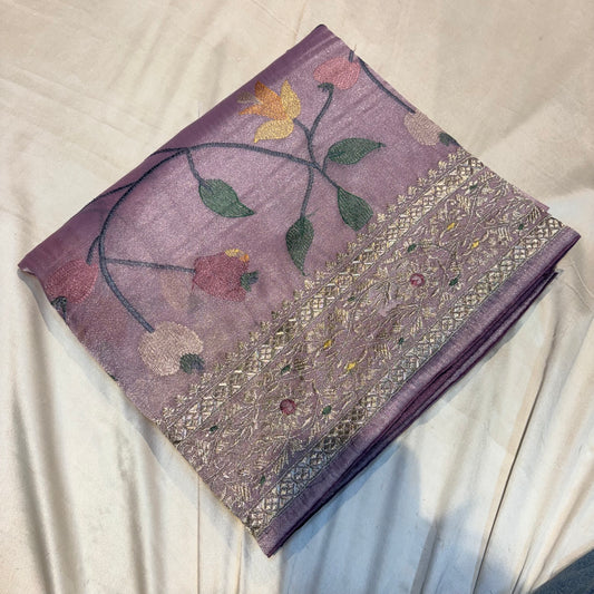 PREMIUM SOFT TISSUE SAREE WITH EMBROIDERY WORK