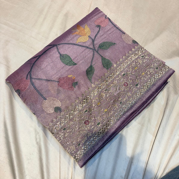 PREMIUM SOFT TISSUE SAREE WITH EMBROIDERY WORK