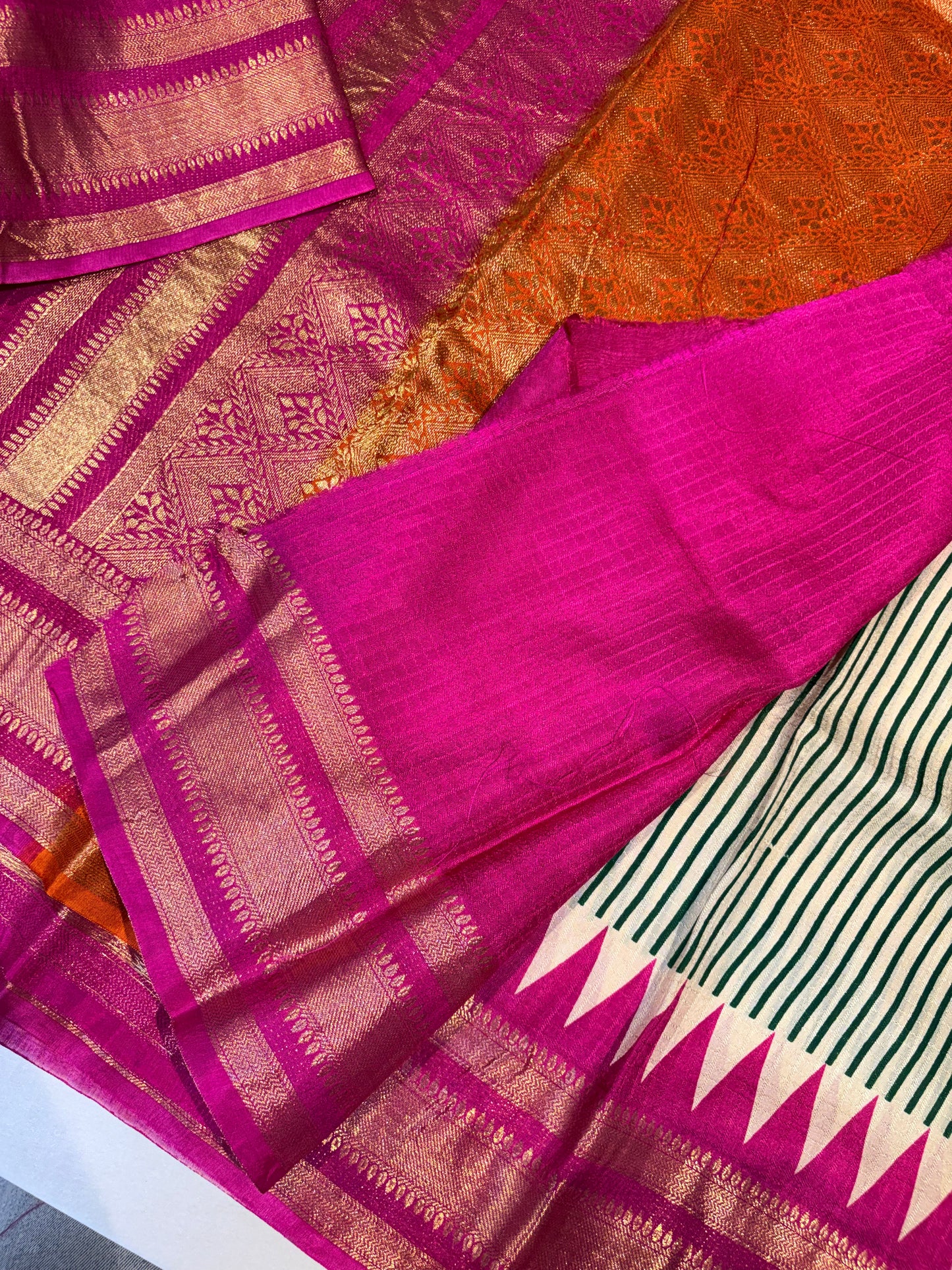 SOFT CHANDERI DOLA SAREES WITH GANGA YAMMUNA BORDER