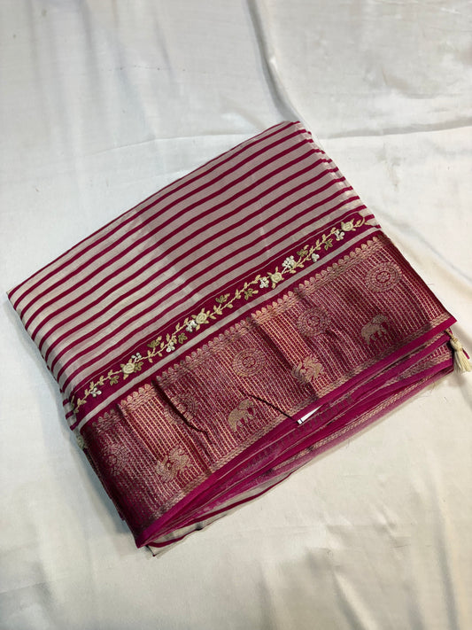 Premium Printed Creape Sarees with French knot work