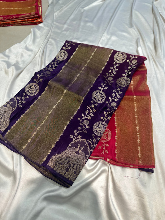 PREMIUM CHINON CREAPE SAREE IN DUAL SHADE