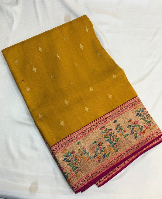PREMIUM TUSSUR SILK SAREE WITH PASHMEENA BORDER