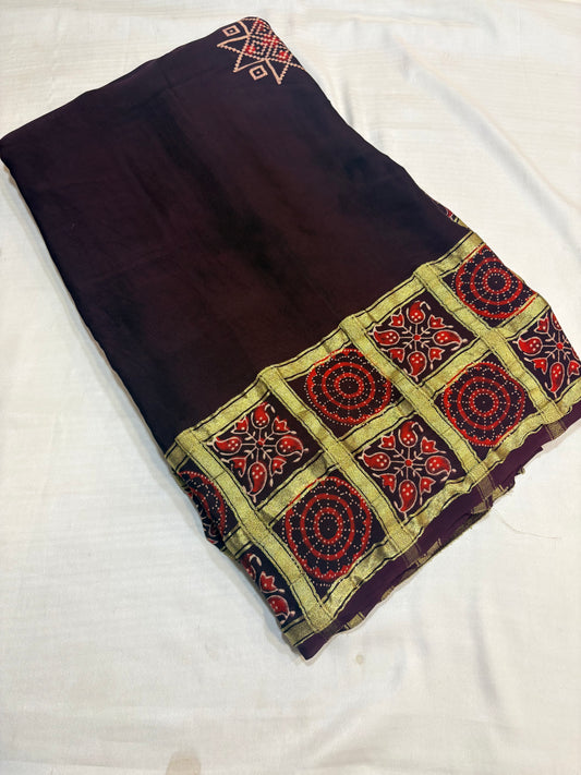PREMIUM AJRAKH GHARCHOLA SAREE