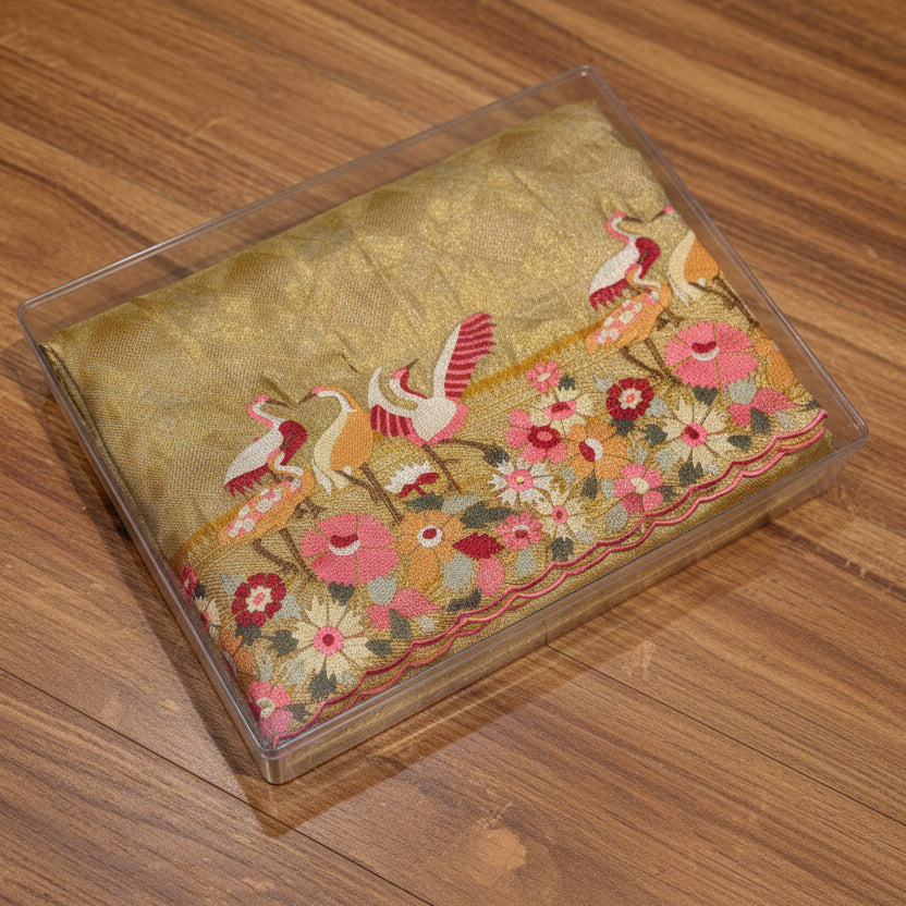 KANCHIPURAM TISSUE SILKS SAREE WITH EMBROIDERY WORK