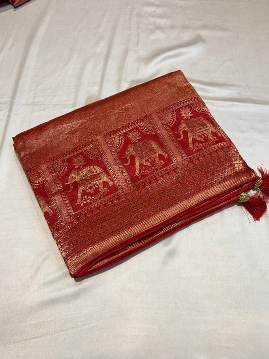 PREMIUM SOFT BROCADE MOUNGA SILK SAREE