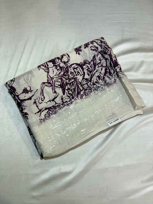 PREMIUM PRINTED MOUNGA CREAPE SILK SAREE WITH WORK BORDER