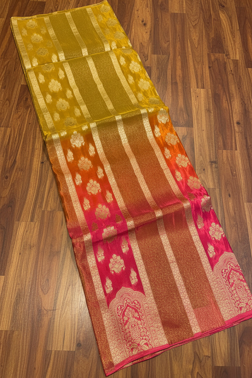 PREMIUM RAW CHINON CREAPE SAREE