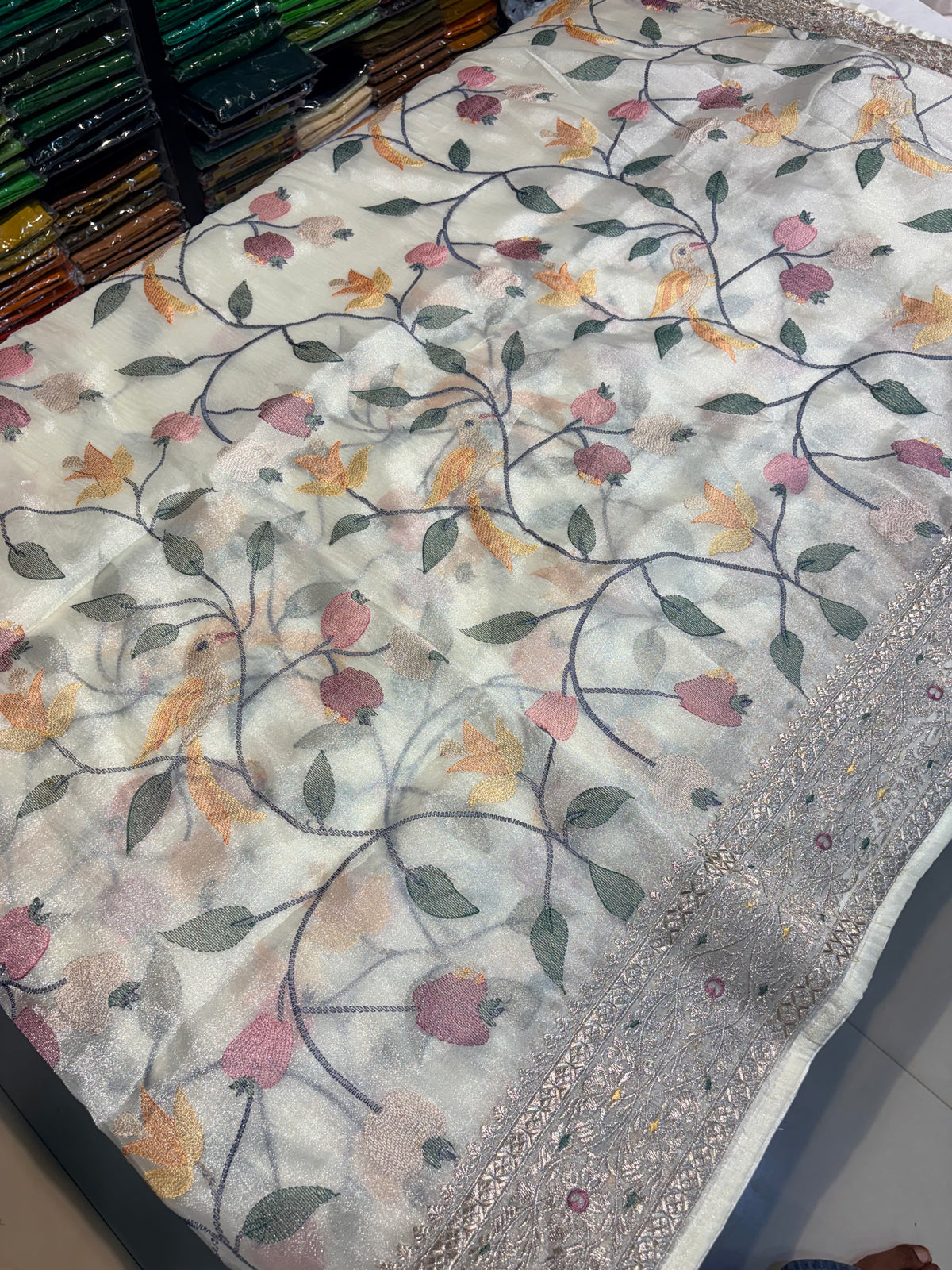 PREMIUM SOFT TISSUE SAREE WITH EMBROIDERY WORK