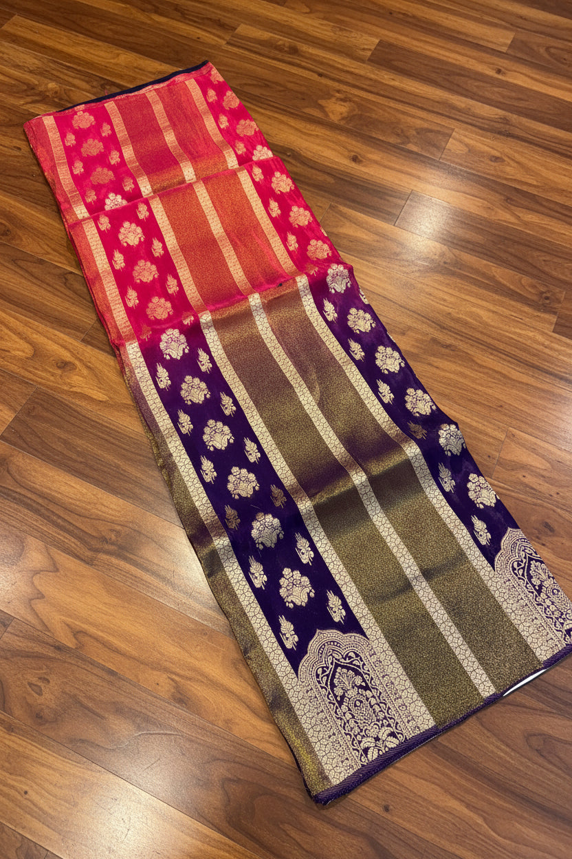 PREMIUM RAW CHINON CREAPE SAREE