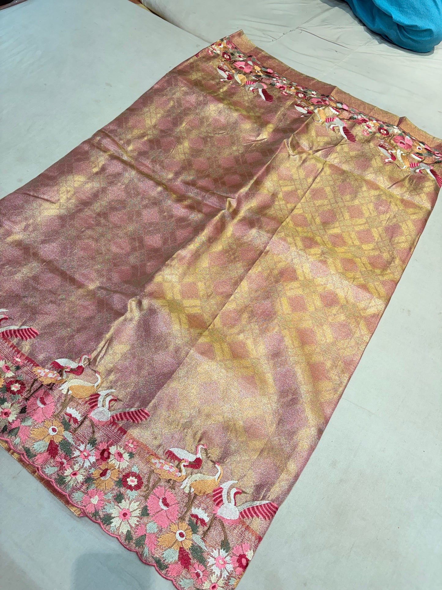 KANCHIPURAM TISSUE SILKS SAREE WITH EMBROIDERY WORK