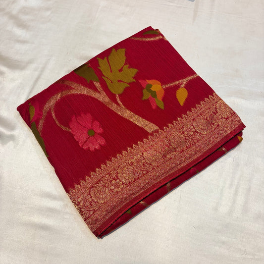 PREMIUM TUSSUR GEORGETTE SAREE WITH MEENA ZARI