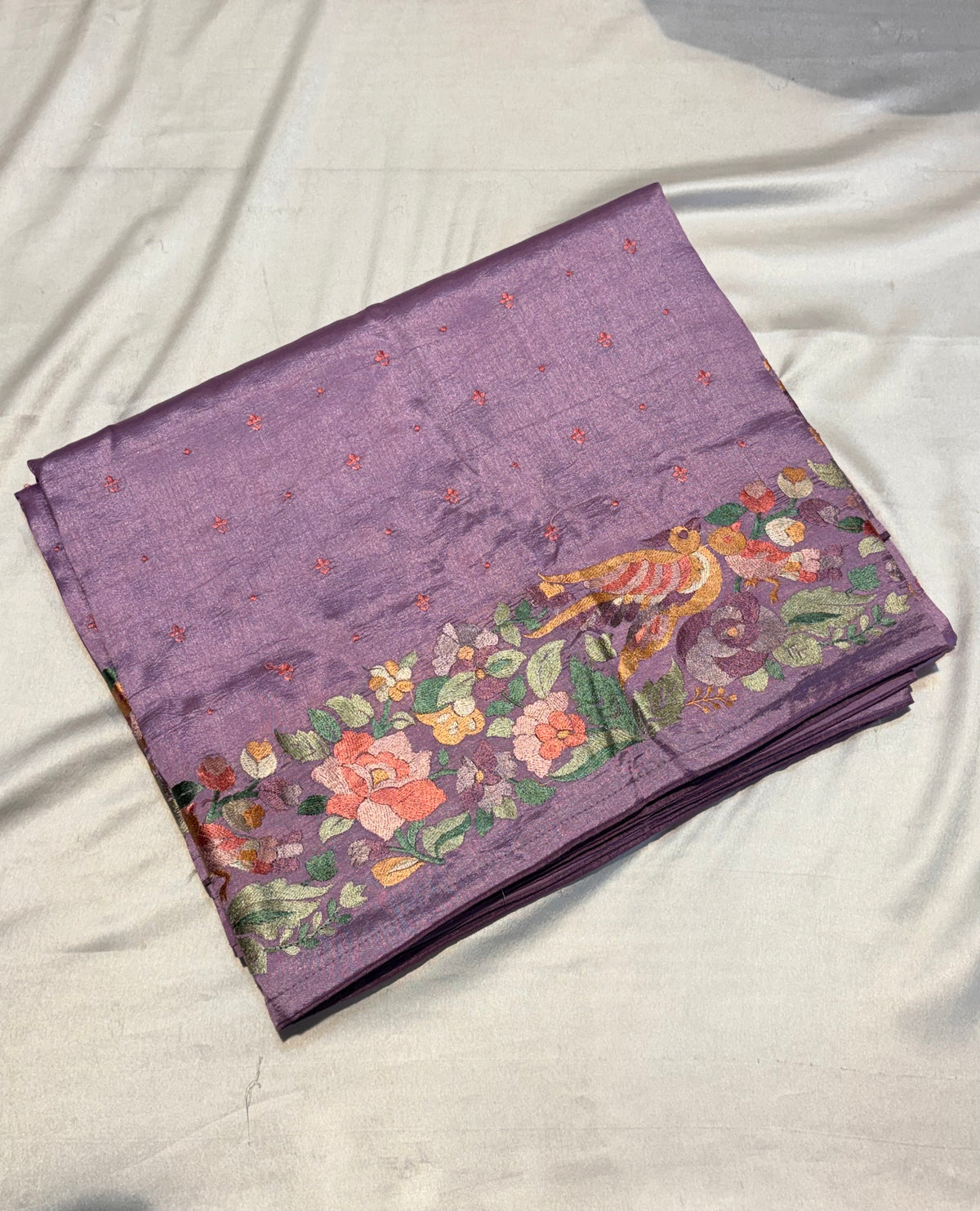 SOFT TUSSUR SILK SAREE WITH EMBROIDER WORK