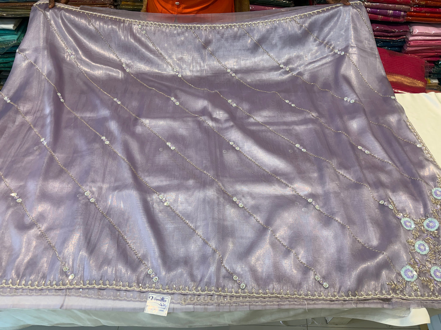 SOFT GEORGETTE TISSUE SAREE WITH HANDWORK