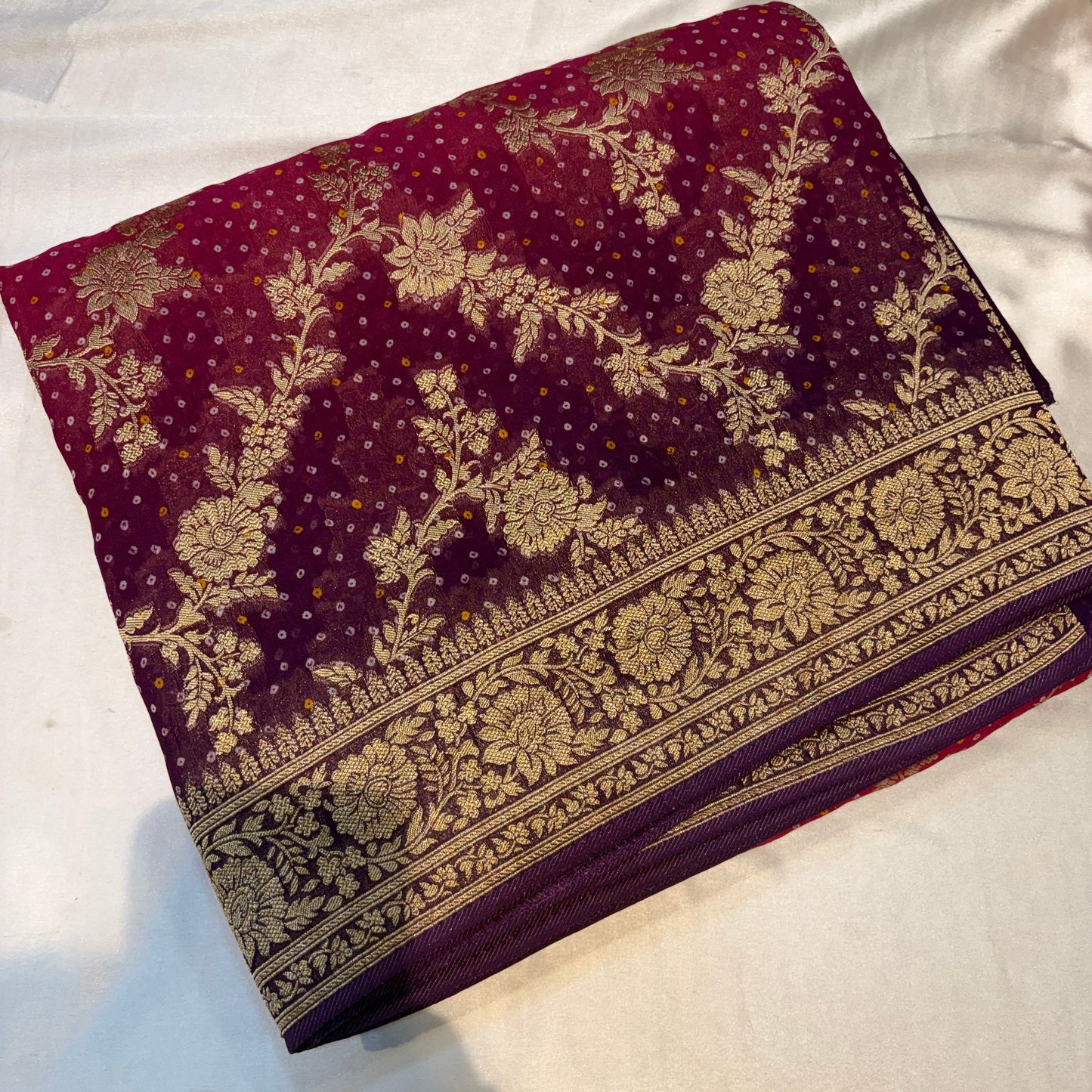 PREMIUM BANDHINI BANARASI KHADDI GEORGETTE SAREES