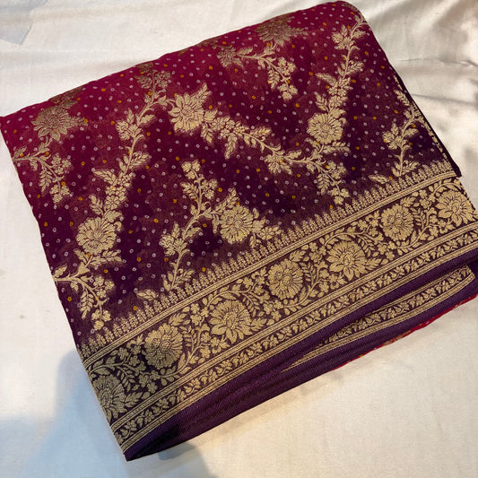 PREMIUM BANDHINI BANARASI KHADDI GEORGETTE SAREES