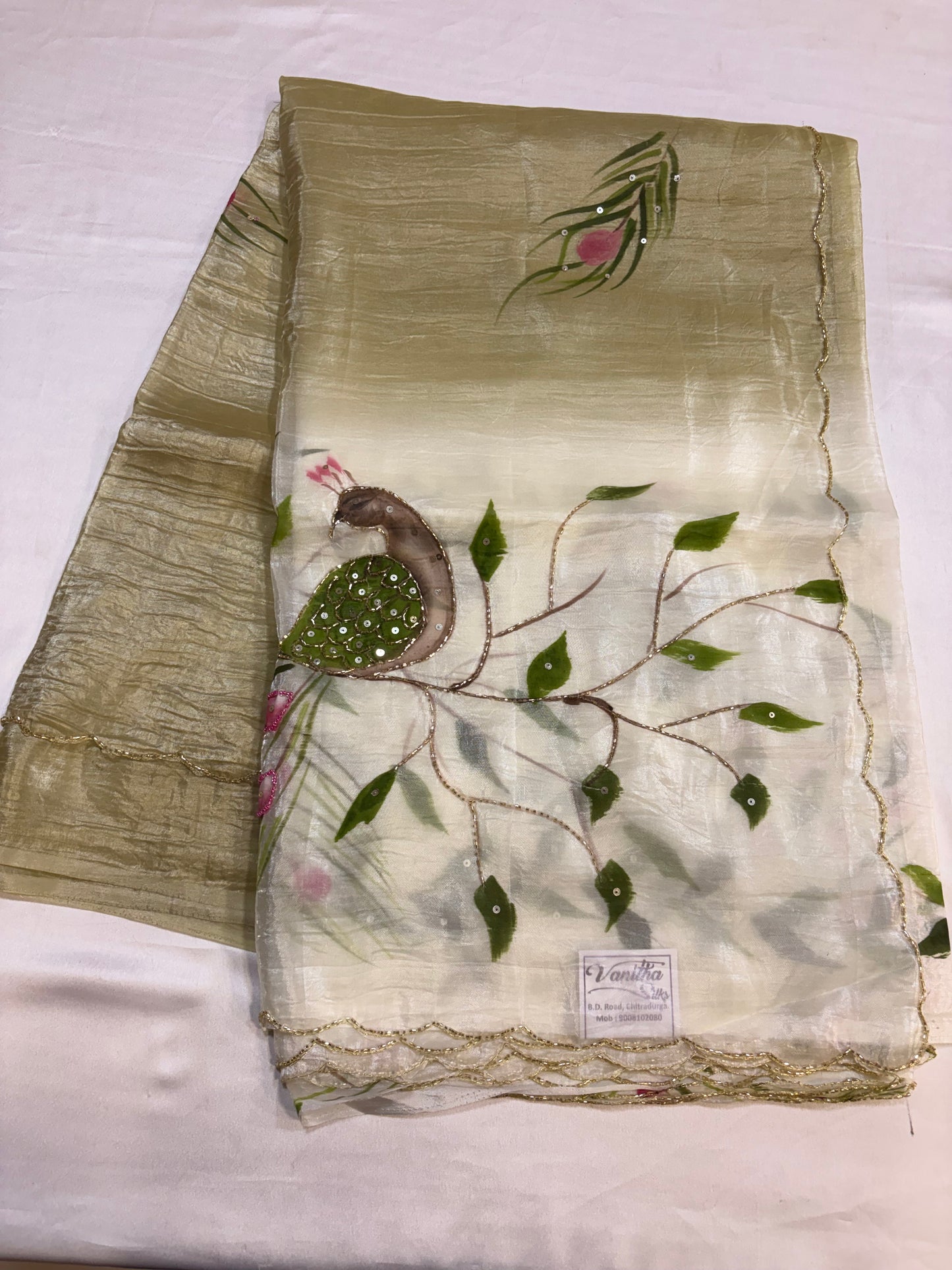 PREMIUM FANCY SAREE WITH HANDWORK AND HANDPAINT