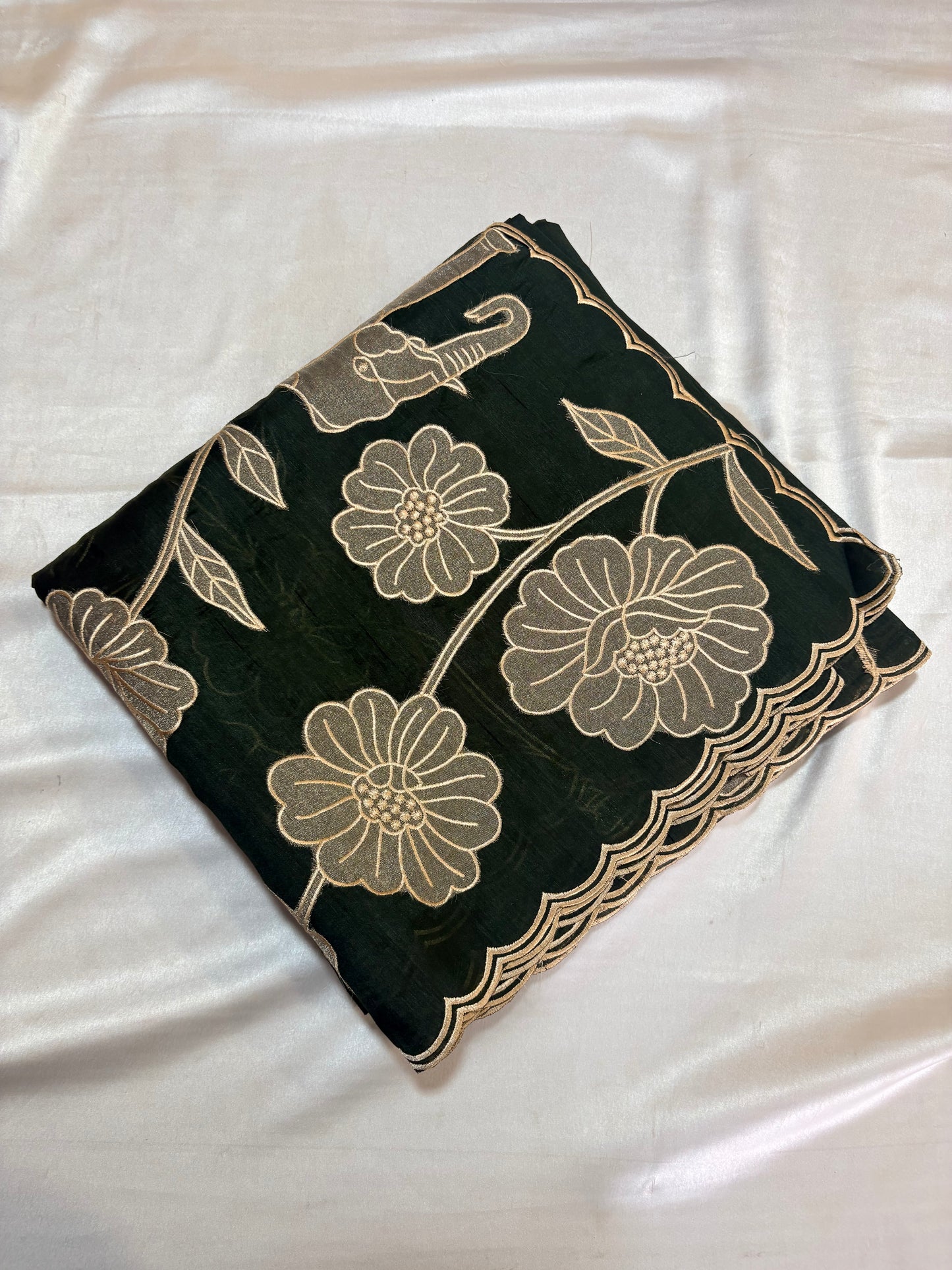 PREMIUM TUSSUR SILK SAREE WITH APPLIQUE WORK