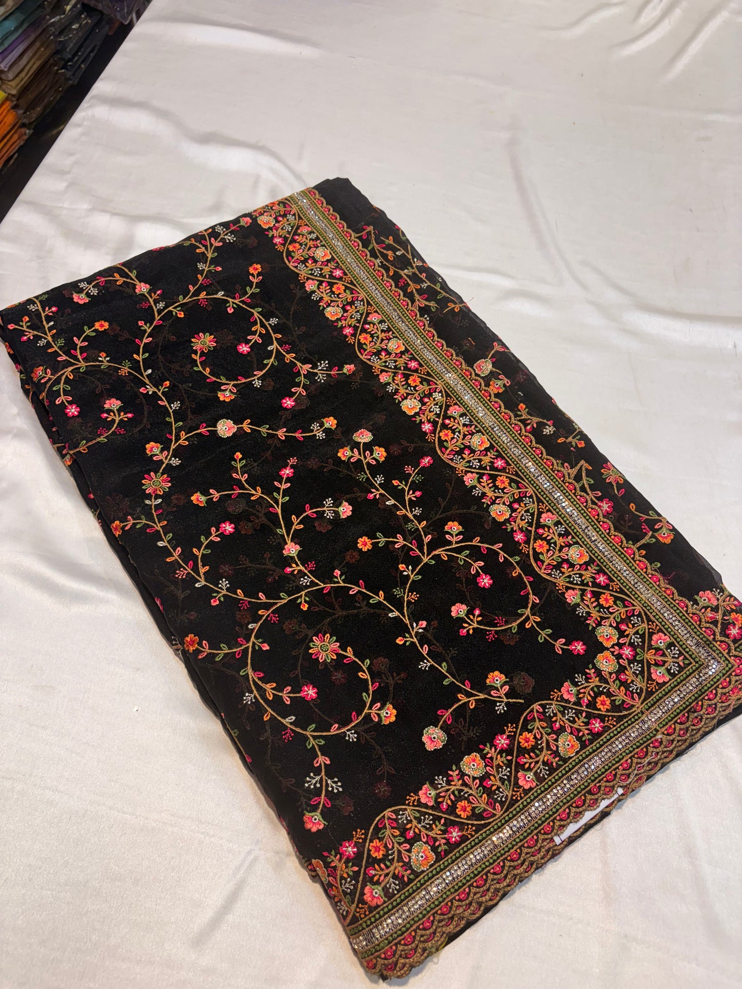 FANCY GEORGETTE SAREE WITH KASHMIRI THREAD WORK