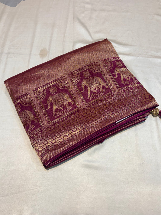 PREMIUM SOFT BROCADE MOUNGA SILK SAREE