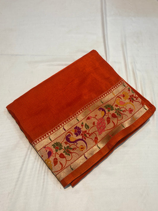 PREMIUM MOUNGA SILK SAREE WITH PAITHANI BORDER