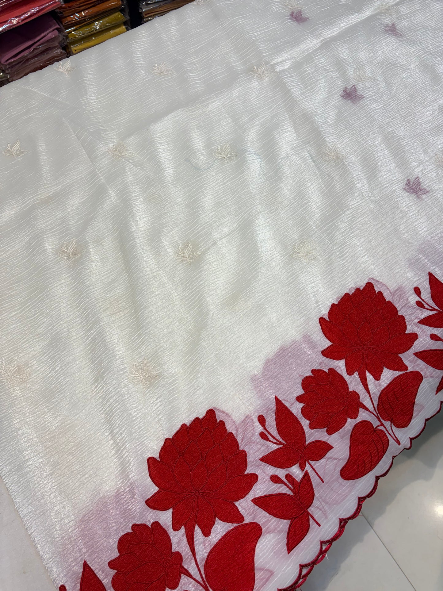 PREMIUM FANCY WEAR SAREE WITH APPLIQUE WORK