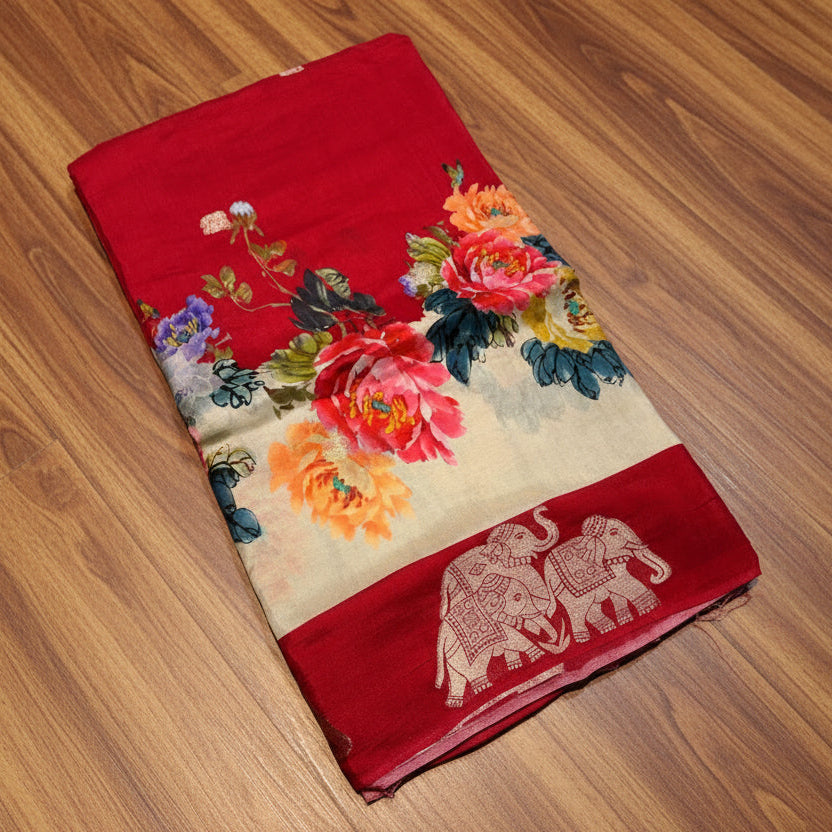 PREMIUM PRINTED MOUNGA SAREE