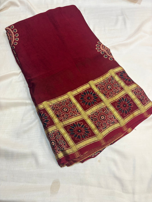 PREMIUM AJRAKH GHARCHOLA SAREE
