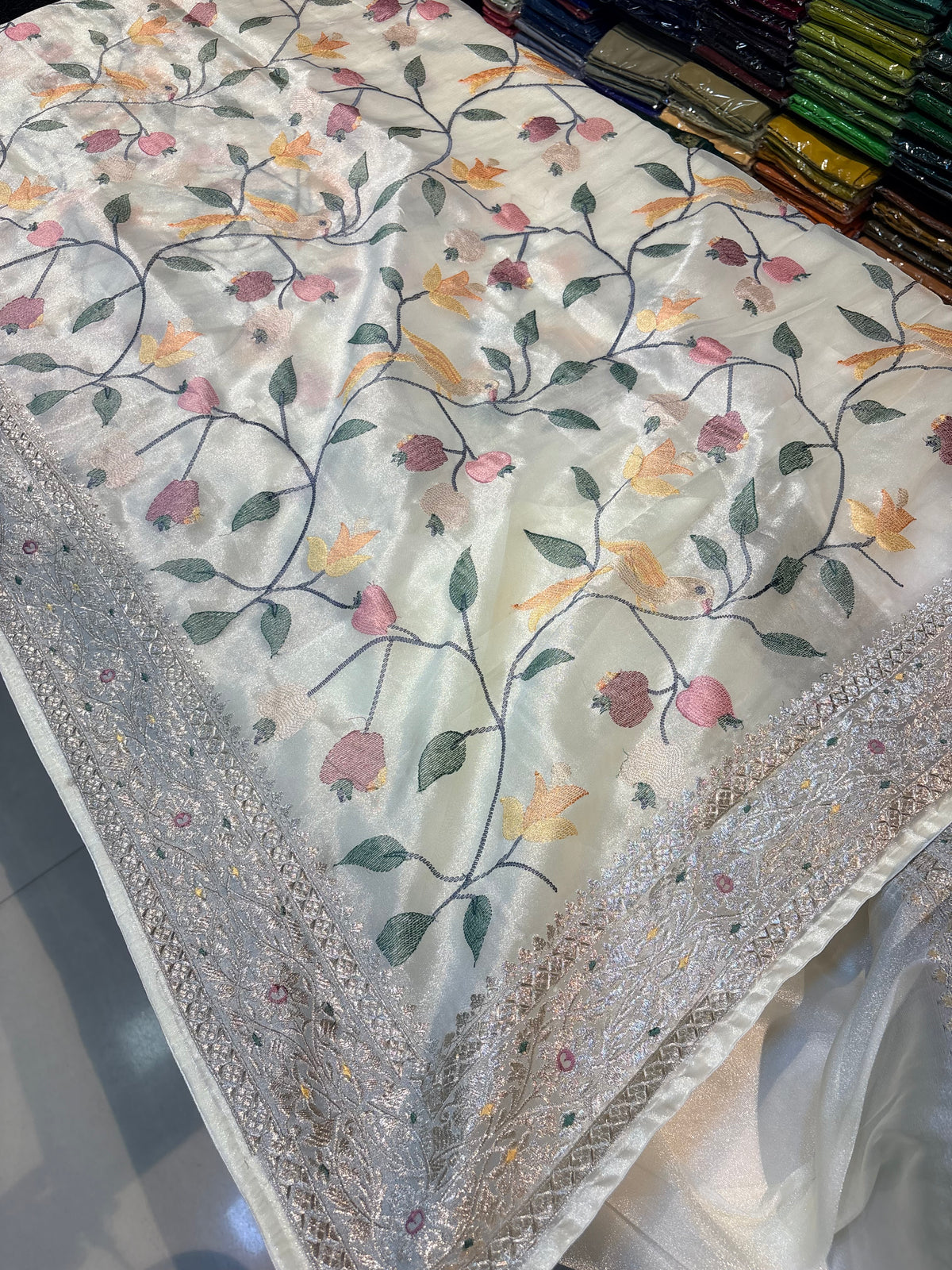 PREMIUM SOFT TISSUE SAREE WITH EMBROIDERY WORK