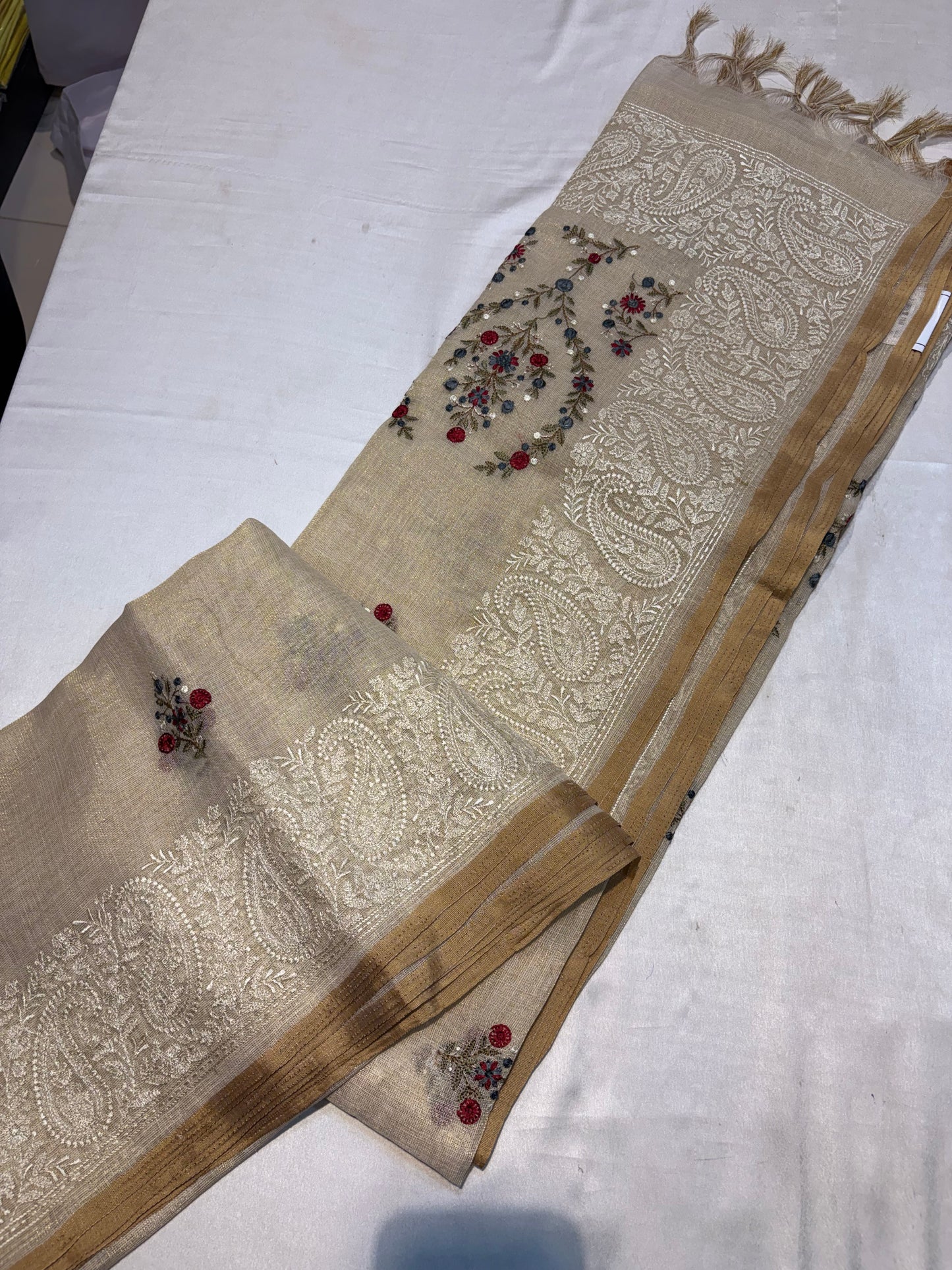 Lenien Cotton Sarees with French knot work
