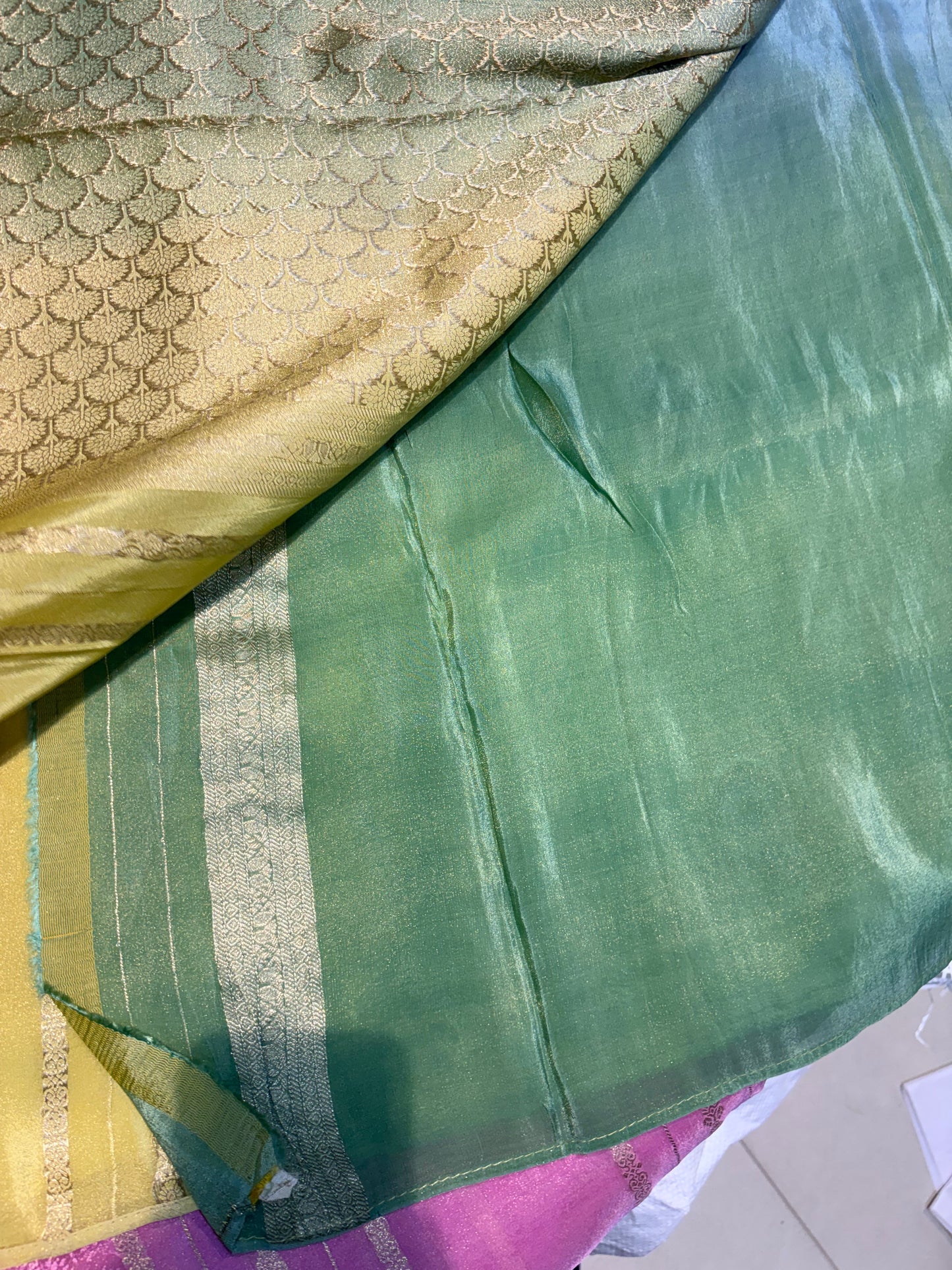 PREMIUM CHINON CREAPE SAREE IN AMBREE SHADES