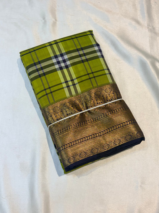 MOST TRENDING BURBERRY CHECKS SAREE IN PURE KANCHIPURAM SILK