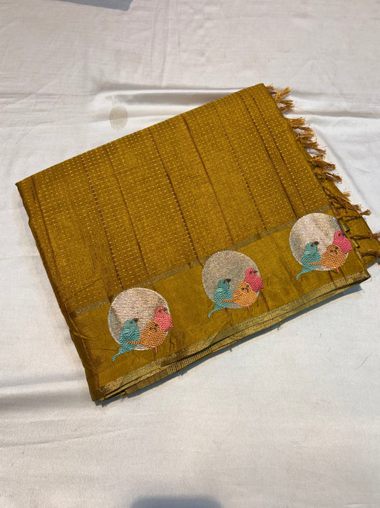 PREMIUM TUSSUR SILK SAREE WITH EMBROIDERY WORK