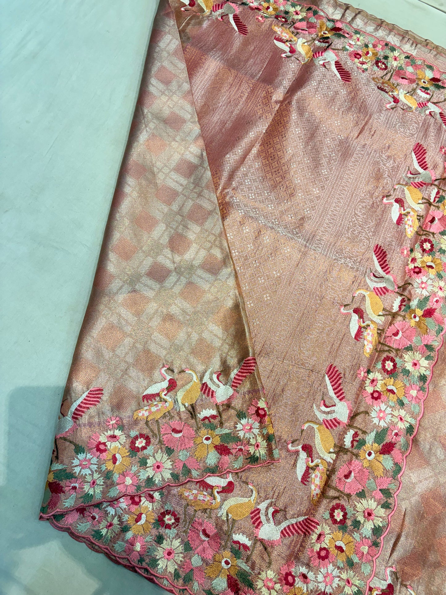 KANCHIPURAM TISSUE SILKS SAREE WITH EMBROIDERY WORK