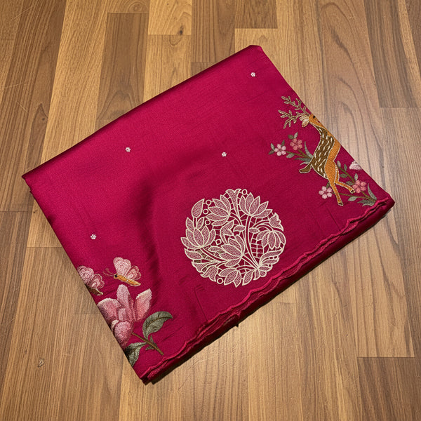 PREMIUM SOFT TUSSUR SILK WITH EMBROIDERY & CUTWORK